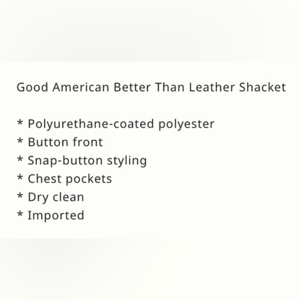 Good American Jacket Size 7 Shacket Better Than Leather Faux Utility Snap Shirt - Picture 5 of 8